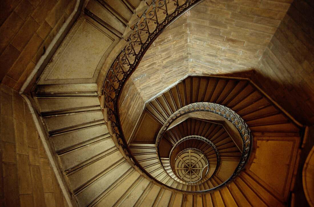 Spiral staircase in a tower, Basilica Notre Dame de Fourviere, Lyon, France