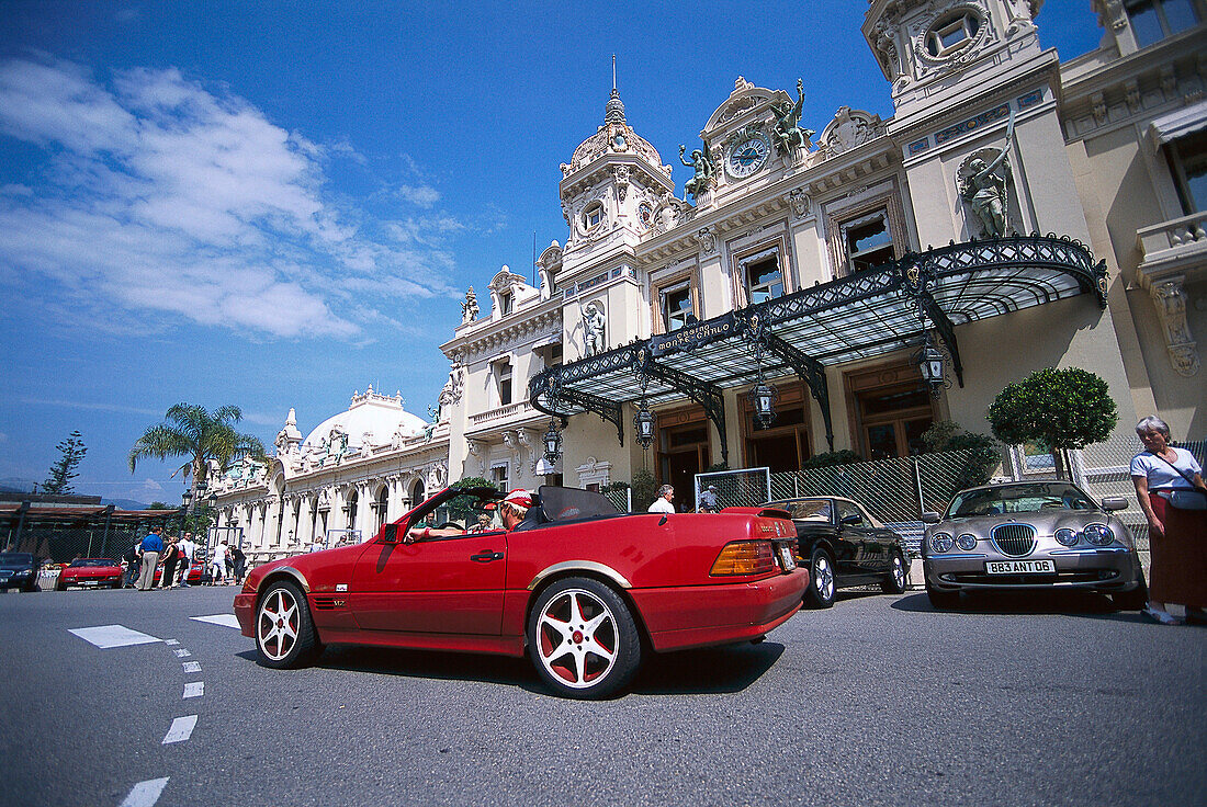Kabriolett vor dem Spielbank Monte Carlo, Kasino, Monte Carlo, Monte Carlo, Monaco, Côte D'Azur
