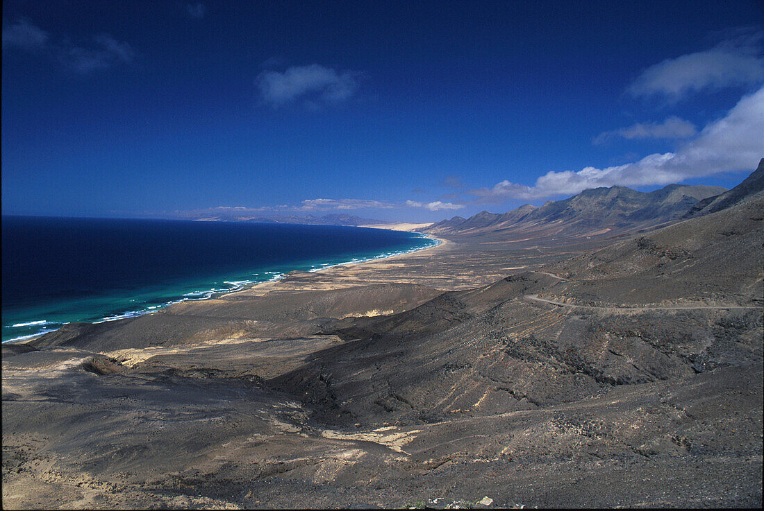 Kuestenlandschaft bei Cofete, Fuerteventura, Kanarische Inseln Spanien