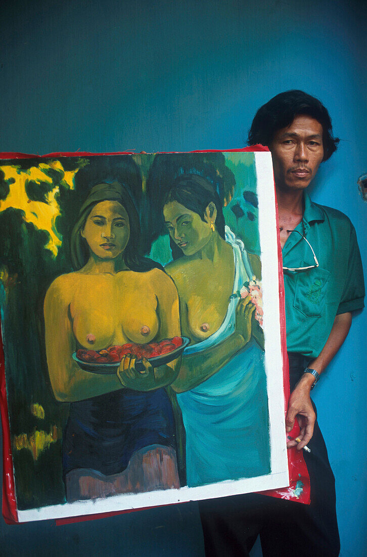 Art forger with a forgery of Gauguin, Saigon, Vietnam, STUERTZ S.42