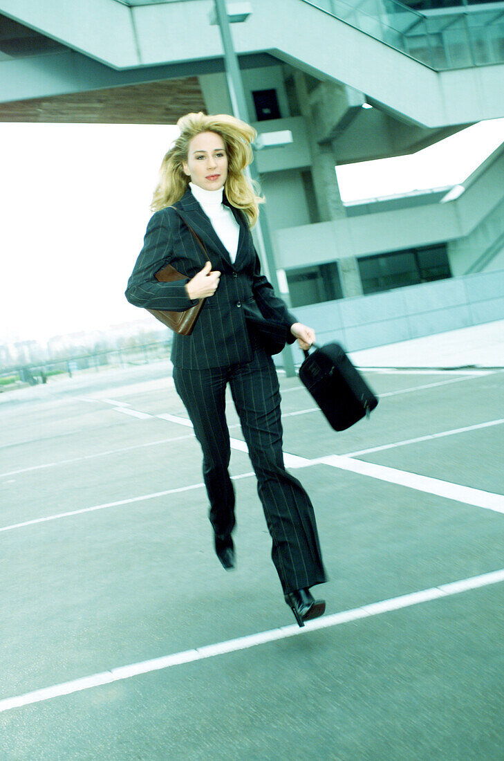 Business woman, people running