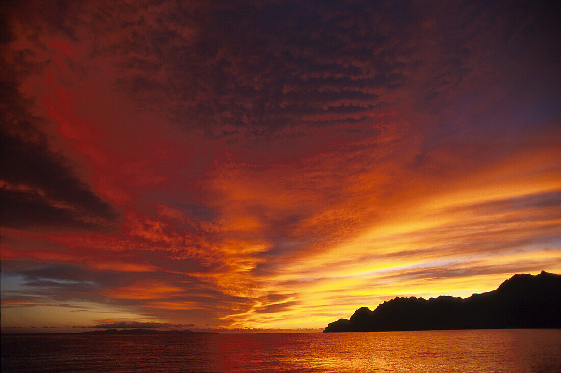 Sunset over the sea at Baja California, Mexico, Central America, America