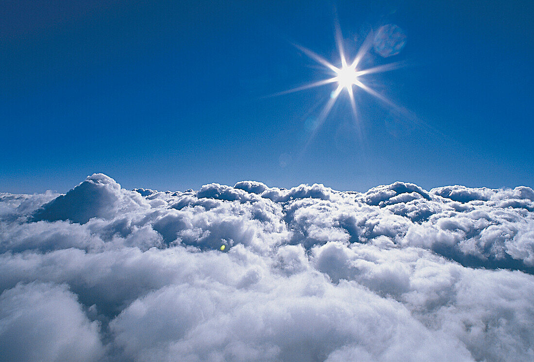 Clouds, blue sky and rays of sun, Nature