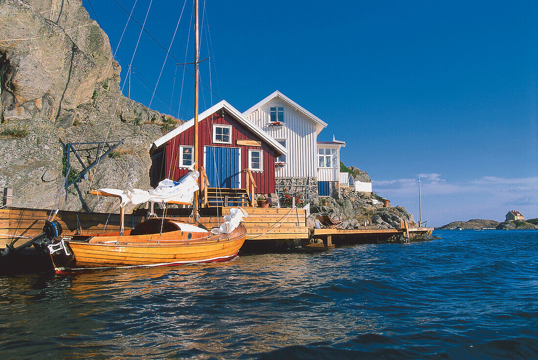 Houses at the sea, Kyrkesund, Tjoern Island, Bohuslan, Schweden