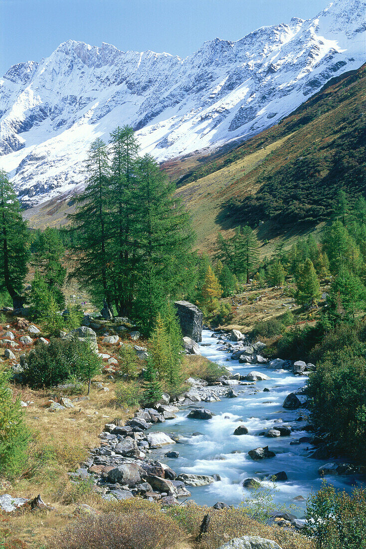 Flußlandschaft, Lonza Wallis, Schweiz