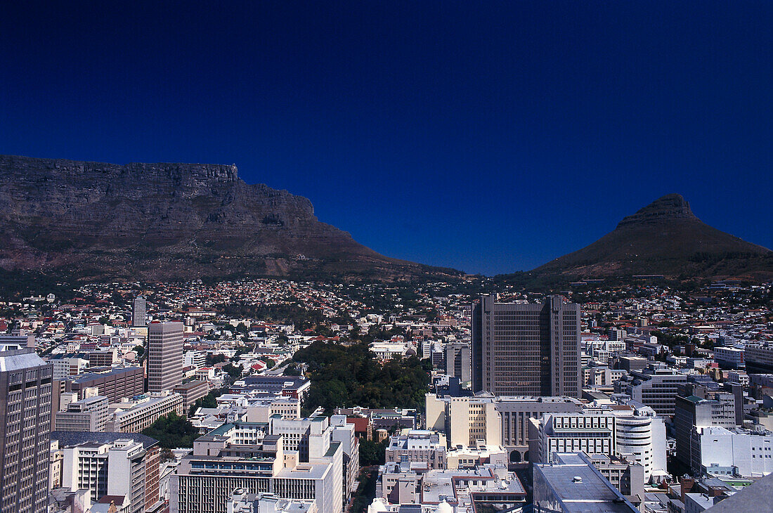 City center & Table Mountain, Cape Town South Africa