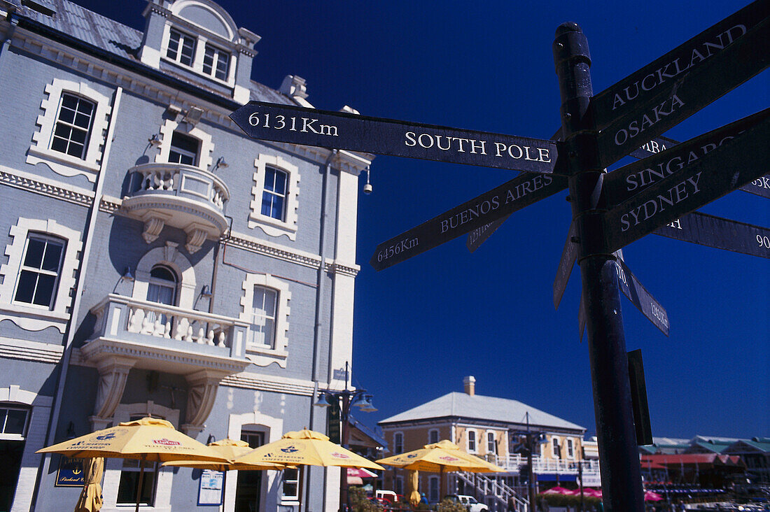 Signpost at Port Captain's Building, Cape Town, South Africa, Africa