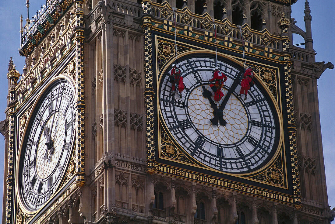 Cleaners, Clock of Big Ben, London, England, Great Britain