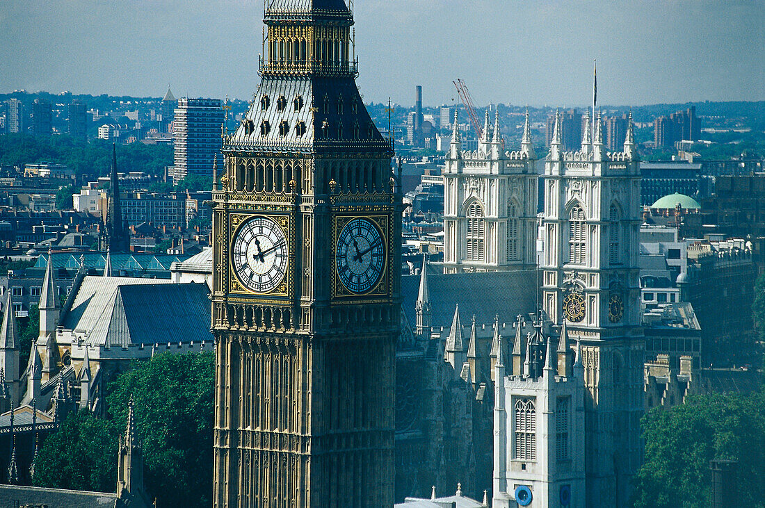 Clock Tower & Westminster Abbey, London, England Great Britain