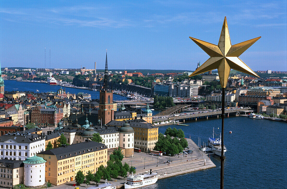 Blick über Stockholm und Stadhuset, Stockholm, Schweden