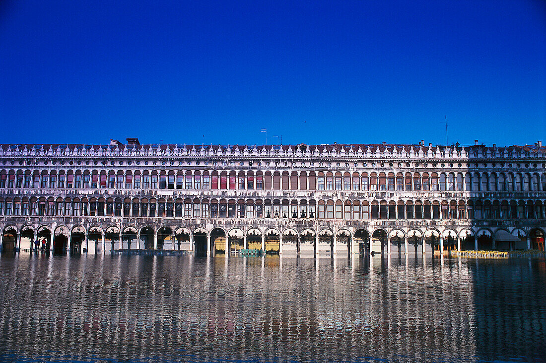 Reflection of Piazza San Marco, flood, Aqua alta, Venice, Veneto, Italy