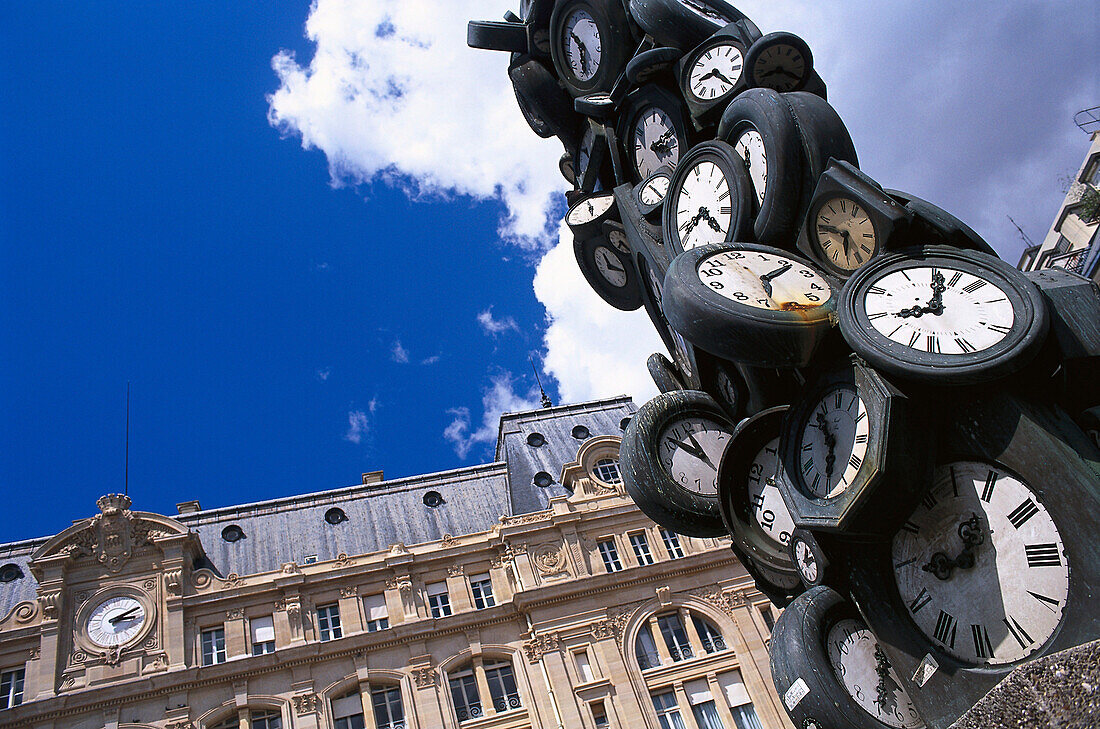 Watches sculpture at the railway station Gare Saint Lazare,  Gare Saint-Lazare, Paris France