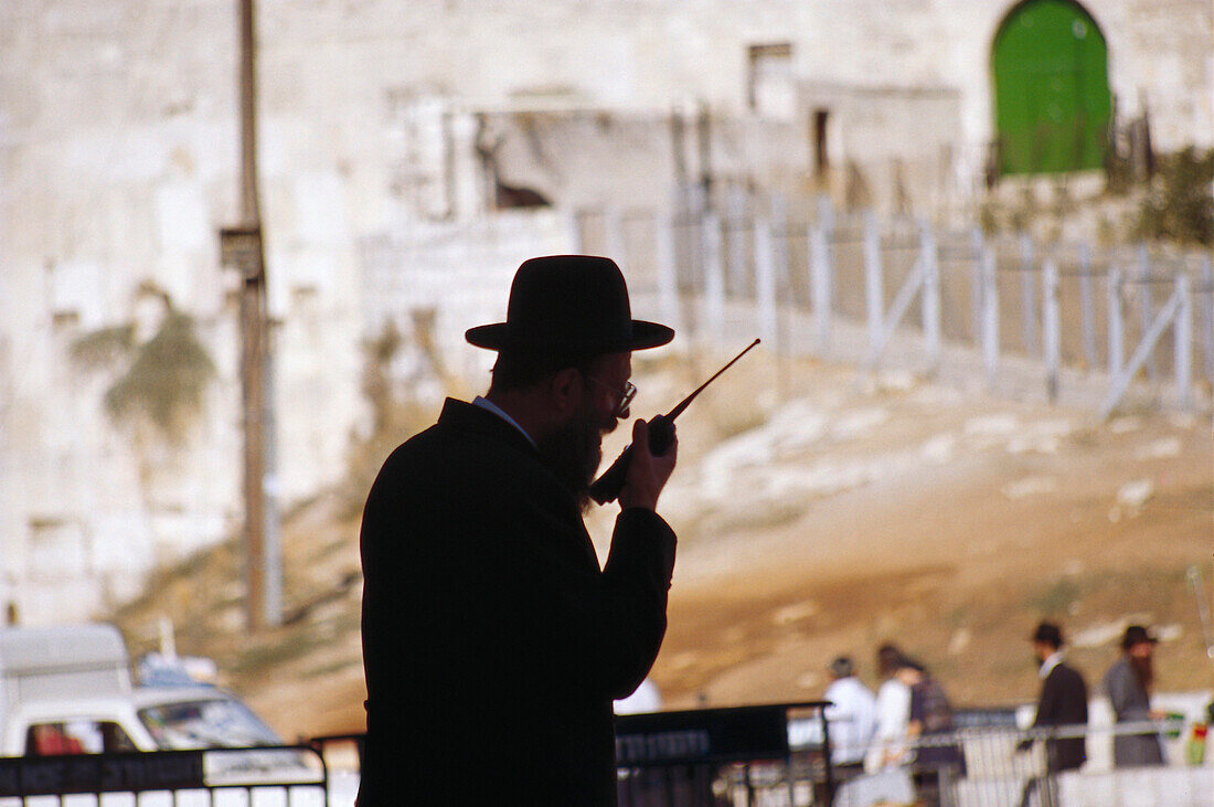 Man on mobile phone, Jerusalem, Israel