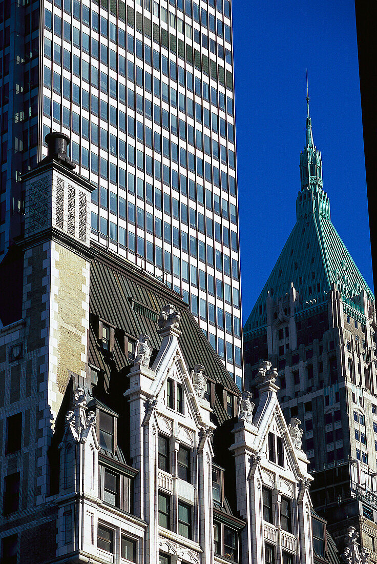 Gebäude im Sonnenlicht, Downtown, Manhattan, New York, USA, Amerika