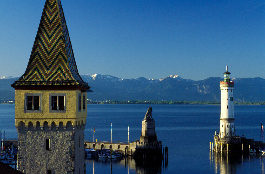 Harbor entrance, Lindau, Lake Constance, Bavaria, Germany