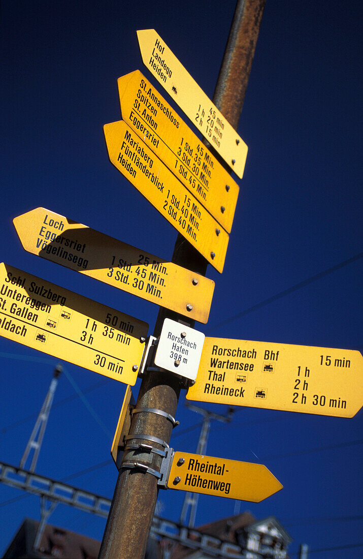 Sign posts, Rorschach, Lake of Constance Switzerland
