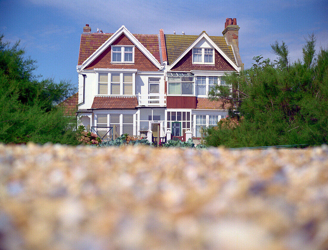 House at Pevensey Beach, Pevensey Bay, East Sussex, Suedengland, England, Grossbritannien