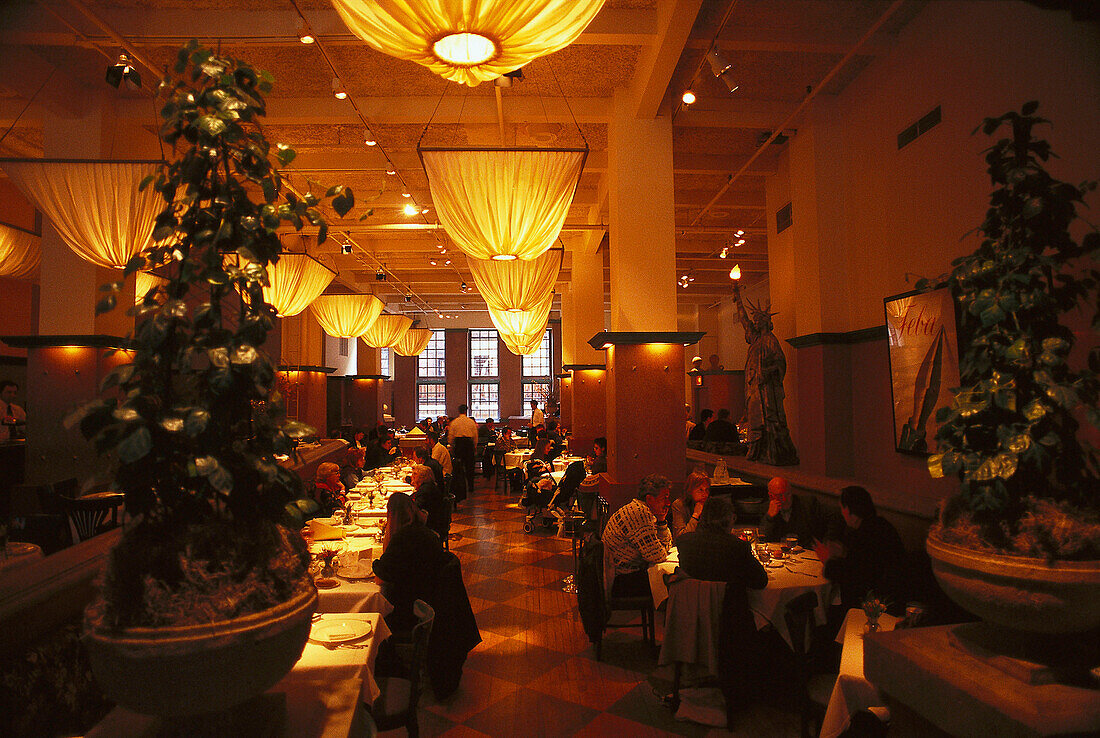 People sitting at tables at Gotham Bar and Grill, New York, USA, America