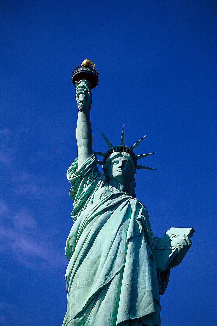 Statue of Liberty under blue sky, Manhattan, New York City, USA, America
