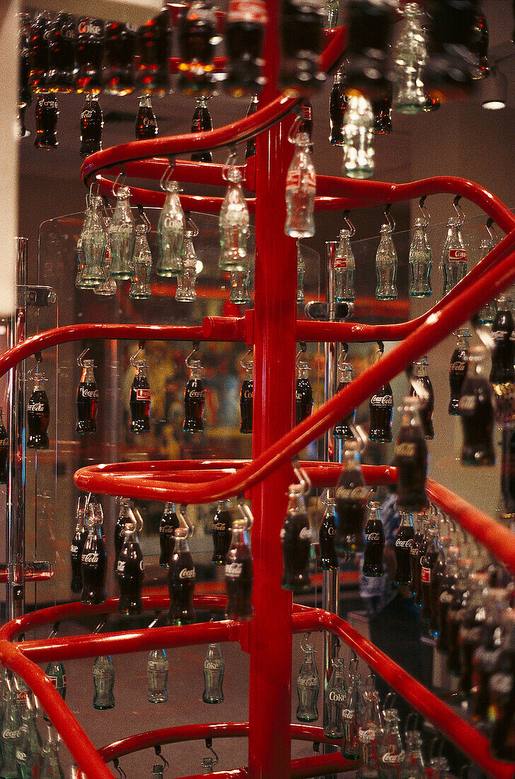 Bottles at bottling plant at the Coca-Cola museum, Atlanta, Georgia, USA, America
