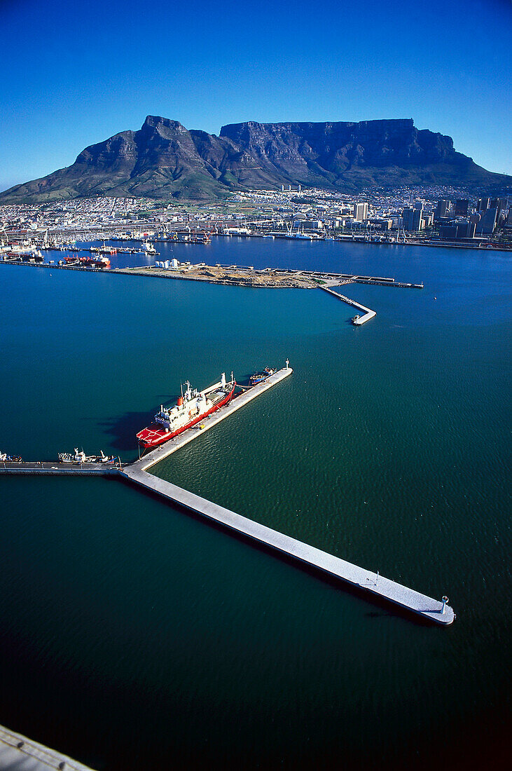 Aerial view of harbour, Cape Town, South Africa