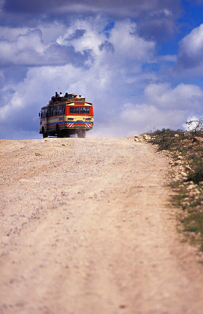 Bus on road, travel bus on road