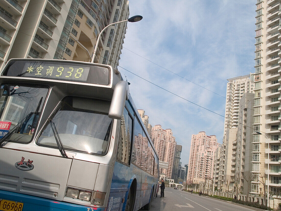 A bus on the street, Shanghai, China