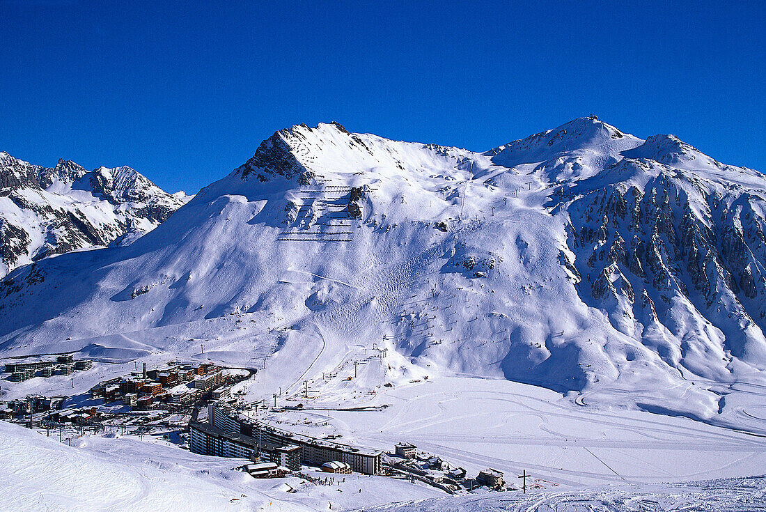 Skiing region of Tignes, Winter sports, Savoie, France