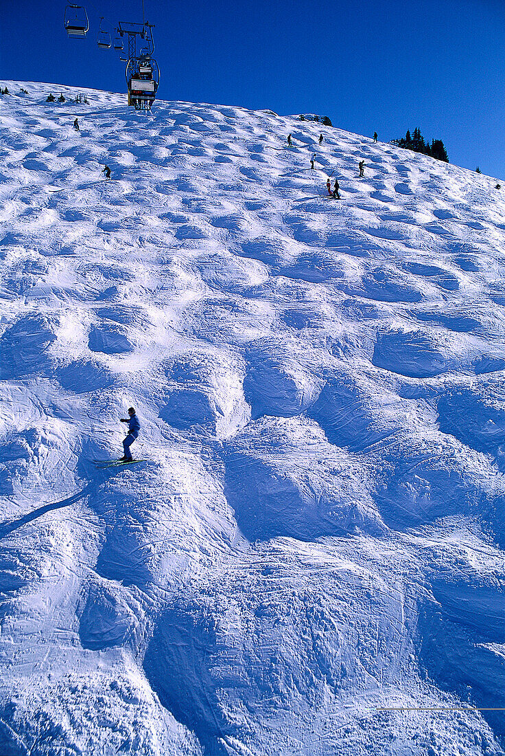 Winter skiing region with ski slope, Glacier des Diablerets, Ski Region Gstaad, Bernese Alps, Switzerland