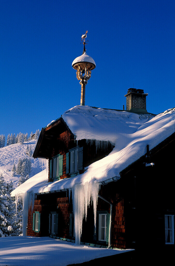 Holzhütte im Skigebiet Kitzbühel, Sonnbühel, Österreich