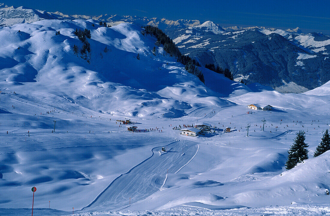 Skigebiet Kitzbühel, Tirol, Österreich