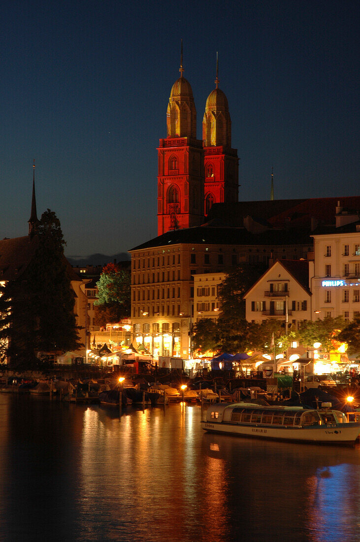 Zurich at night, Zürich, Schweiz, Europa