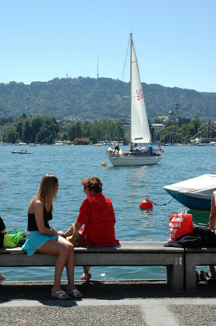 Seepromenade, Lake Zurich, Zuerich, Switzerland, Europe