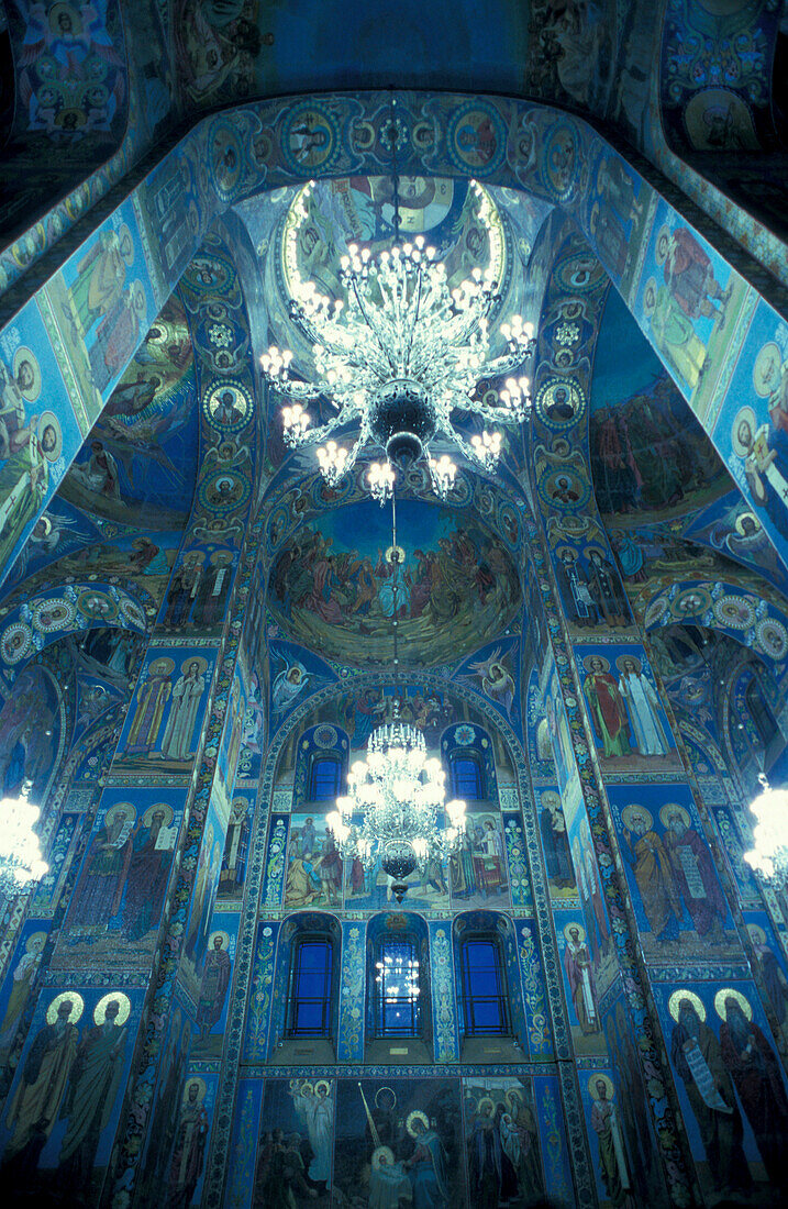 Interior view of the Savior Cathedral, St. Petersburg, Russia, Europe