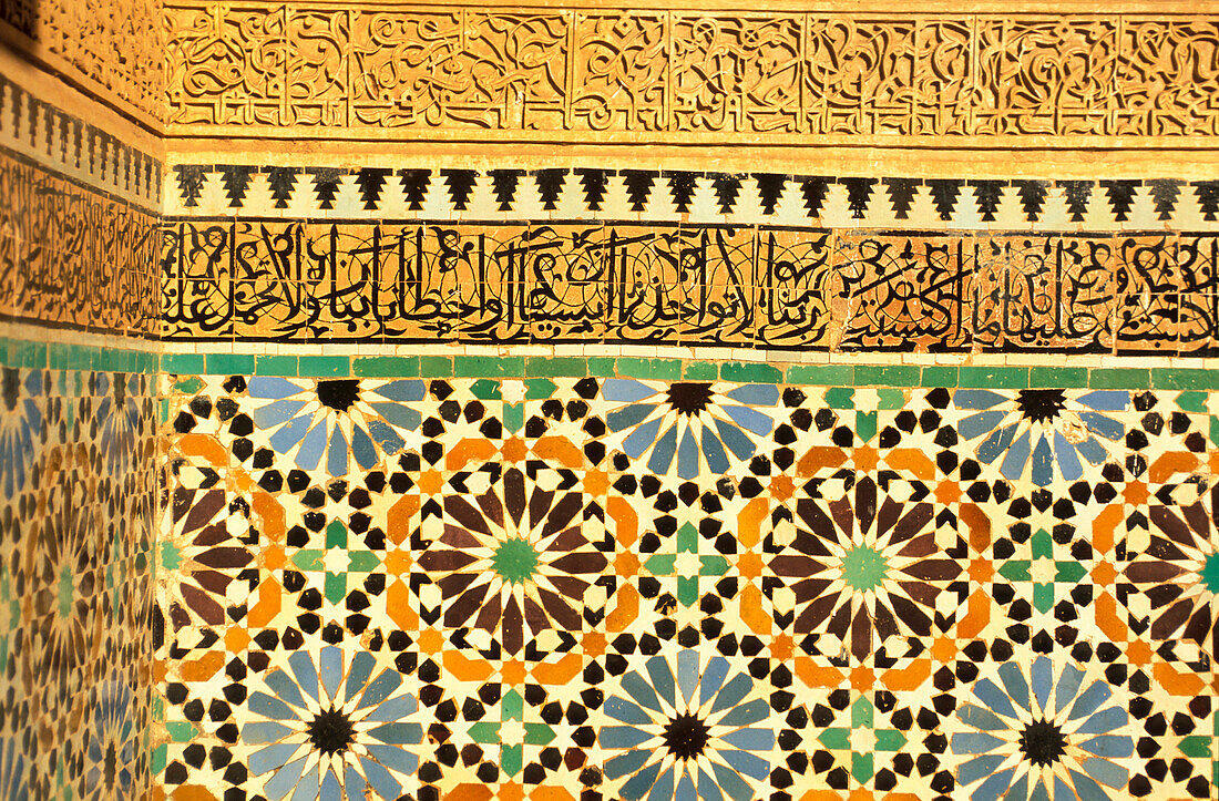 Detail im Inneren des Saadien Grabes, Marrakesch, Marokko, Afrika