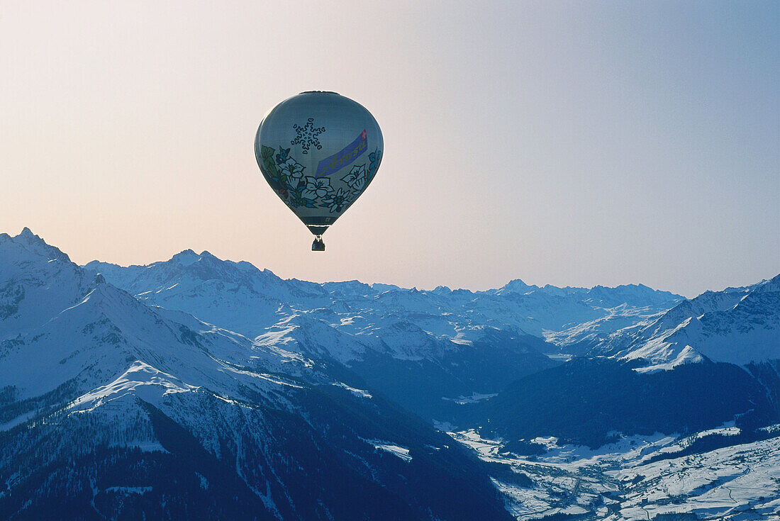 Ballooning in the mountains, Mountains of Graubuenden, Switzerland