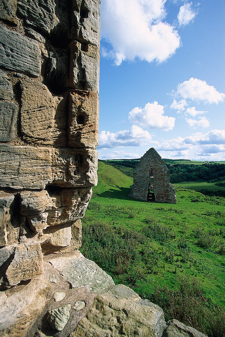 Detail des Crichton Castle im Sonnenlicht, East Lothian, Schottland, Grossbritannien, Europa