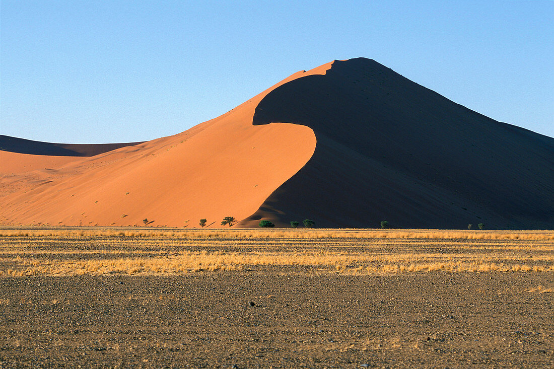 Wüstenlandschaft und Sanddünen, Namib Wüste, Sossusvlei, Namibia, Afrika