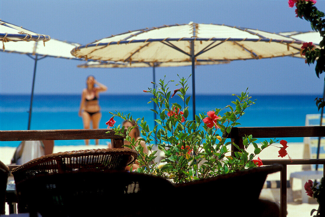 Beach bar am Strand von Santa Maria, Sal, Cape Verde Islands, Afrika