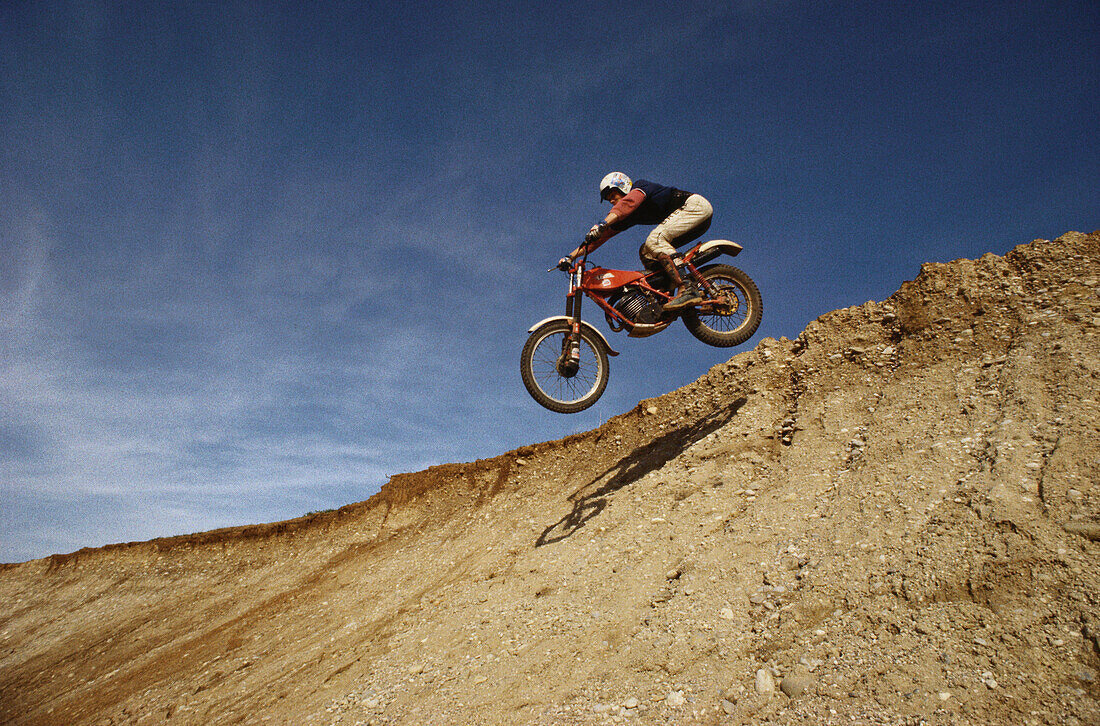 Motocross, motorcyclist during a jump