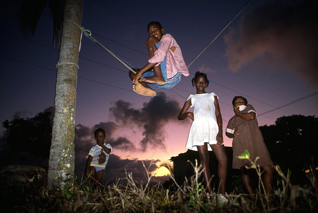 Playing children, Port Antonio, Jamaica, Carribean