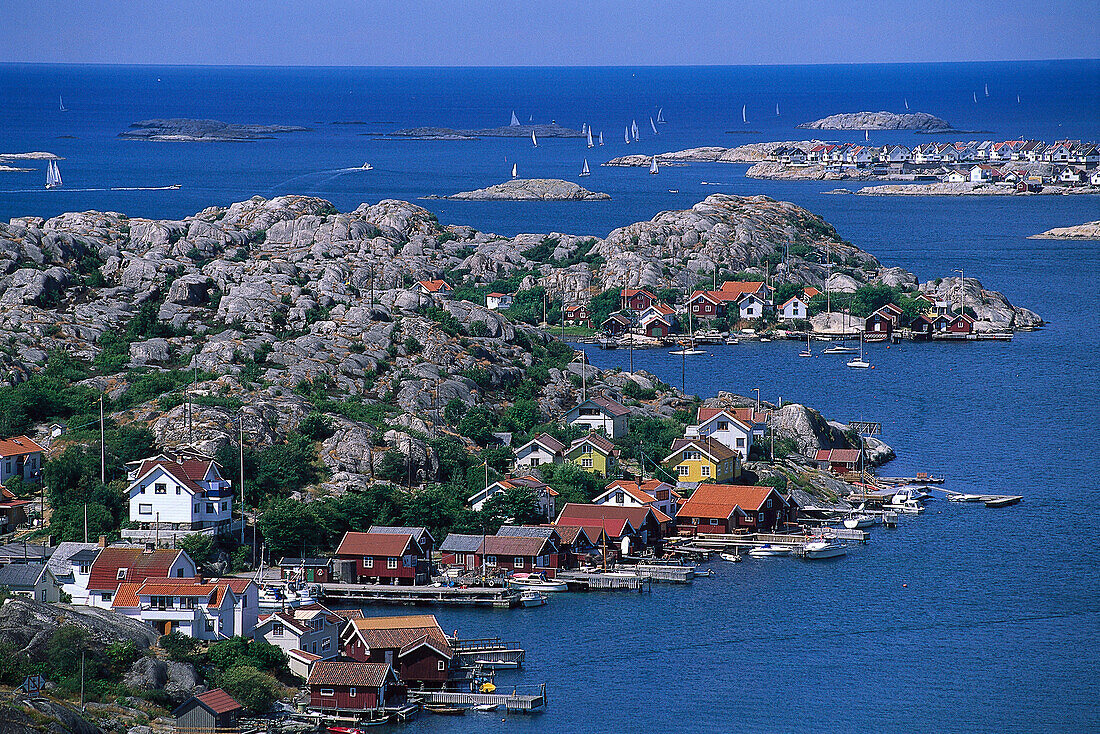 View at the village Ronnang on Tjoern island and skerry Bohuslaen, Sweden, Europe