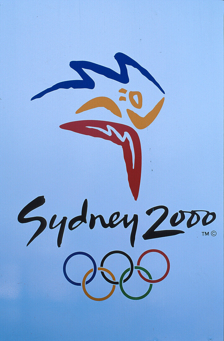 Logo der olympischen Spiele 2000, Olympia Zentrum, Homebush Bay Sydney, New South Wales, Australien