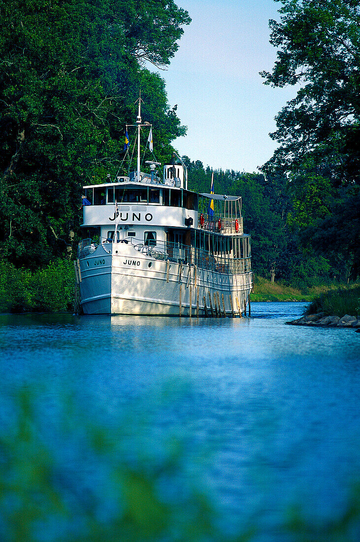 Passenger steamboat Juno, Gota Canal, Motala Oestergoetland, Sweden