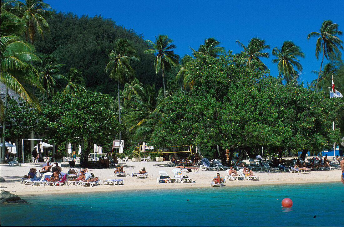 Strand, Club Mediterranee, Nordwestkueste, Moorea Franzoesisch Polynesien