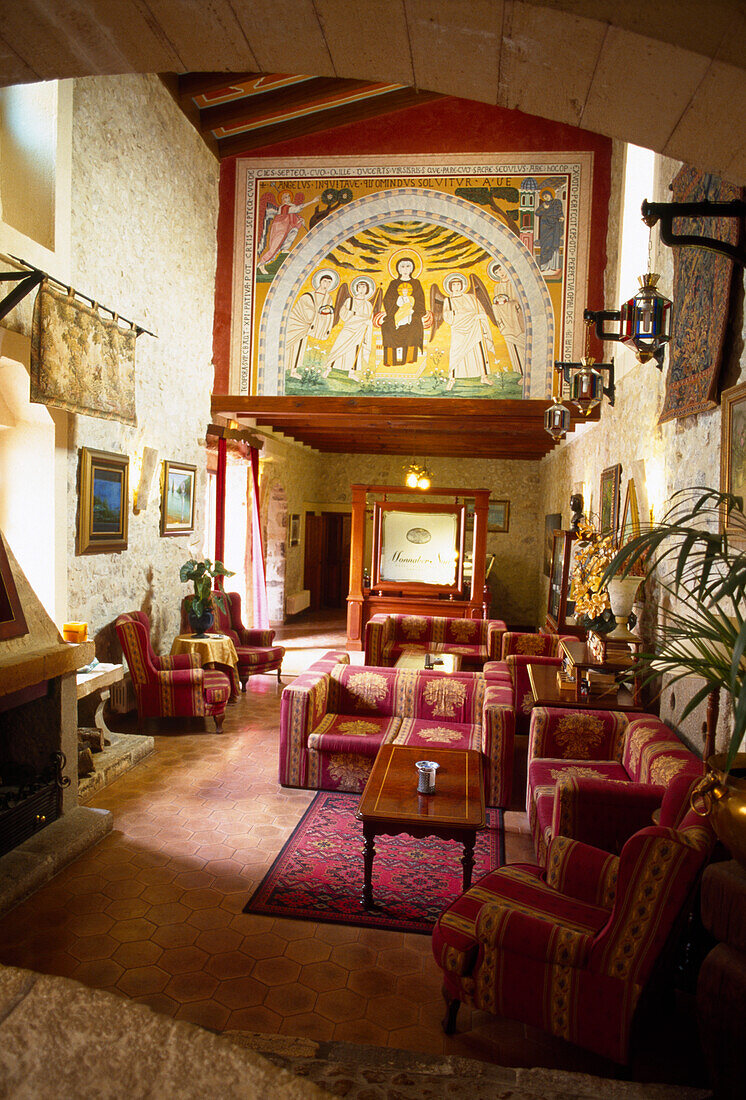 Interior view of the gorgeous parlour of Finca Monnaber Nou, Tramuntura, Majorca, Spain