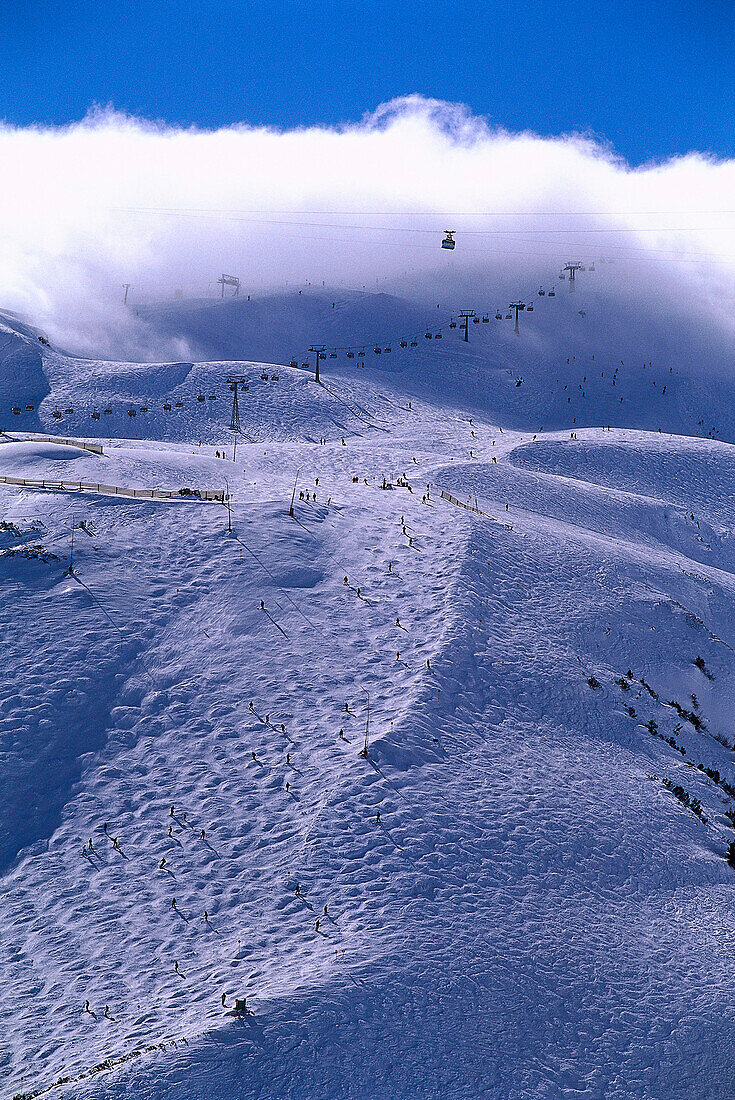 Ski slope on Galzig, Arlberg, St. Anton, Tyrol, Austria