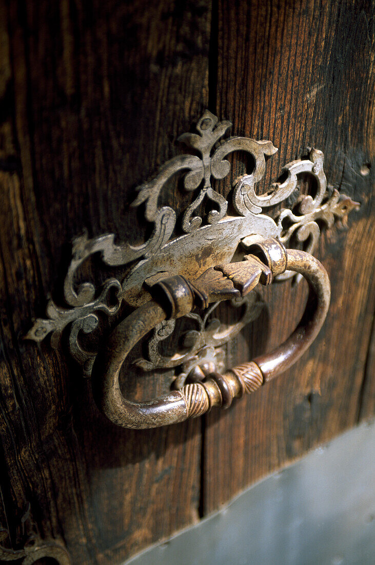 Antique door knocker, Finca Baltix, d`Avall, Tramuntana, Majorca, Spain