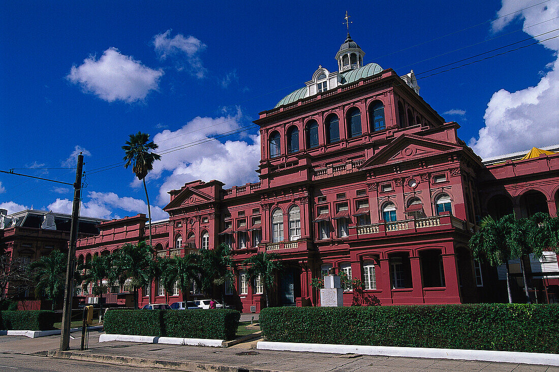 The legislative building The Red House under blue sky, Port of Spain, Trinidad, Trinidad and Tobago, Caribbean, America