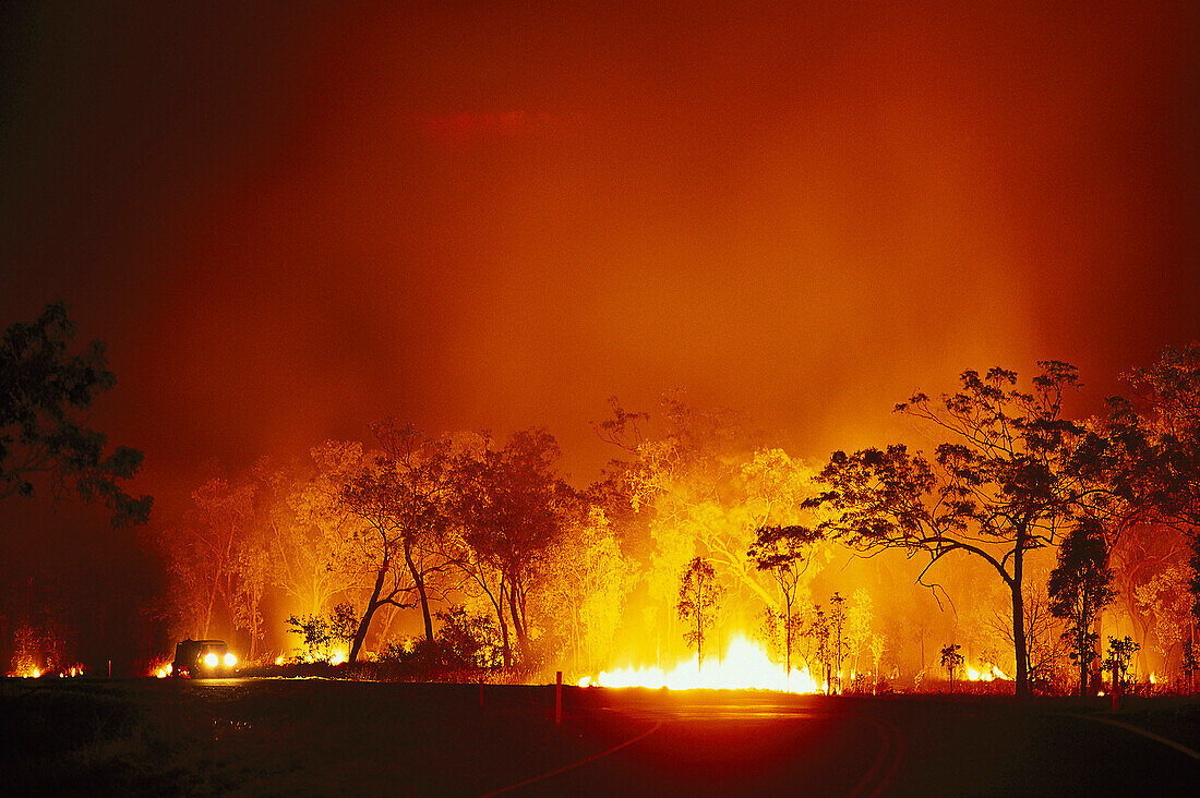 Bushfire, Arnhem Highway, Kakadu NP, Northern Territory Australia